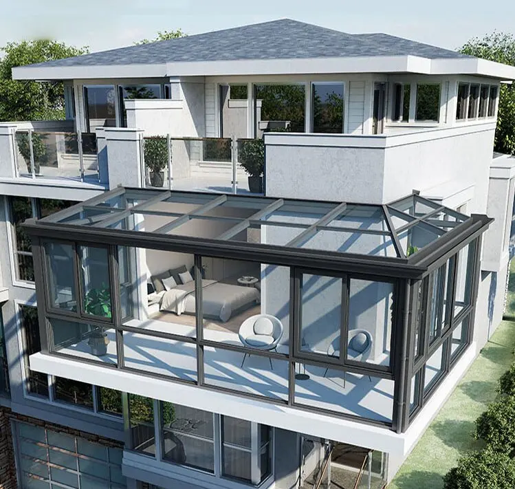 Prefabricated Winter Garden Patio Enclosure/Modern Veranda 4 Seasons Aluminum Sunroom Glass house