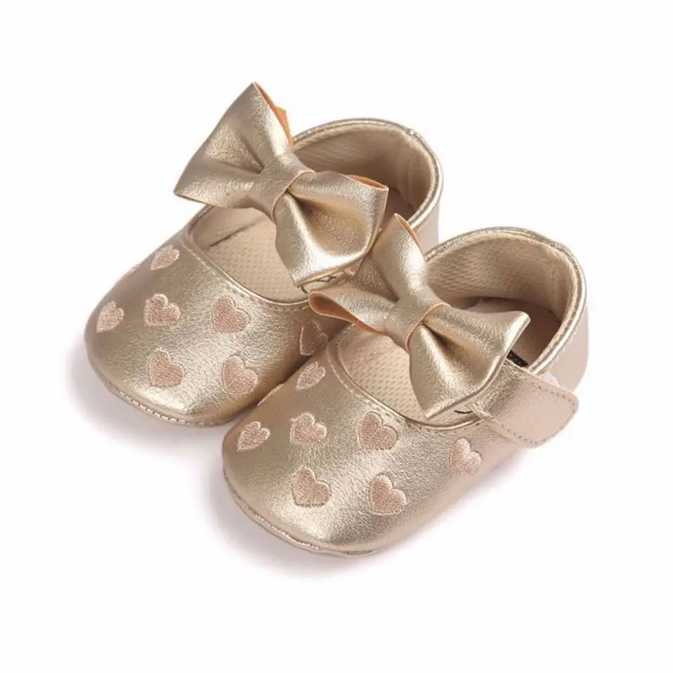 Baby  princess Dress Shoes Sweet Bow Infant Prewalker Soft Sole Pu Baby Girls Shoes T1113