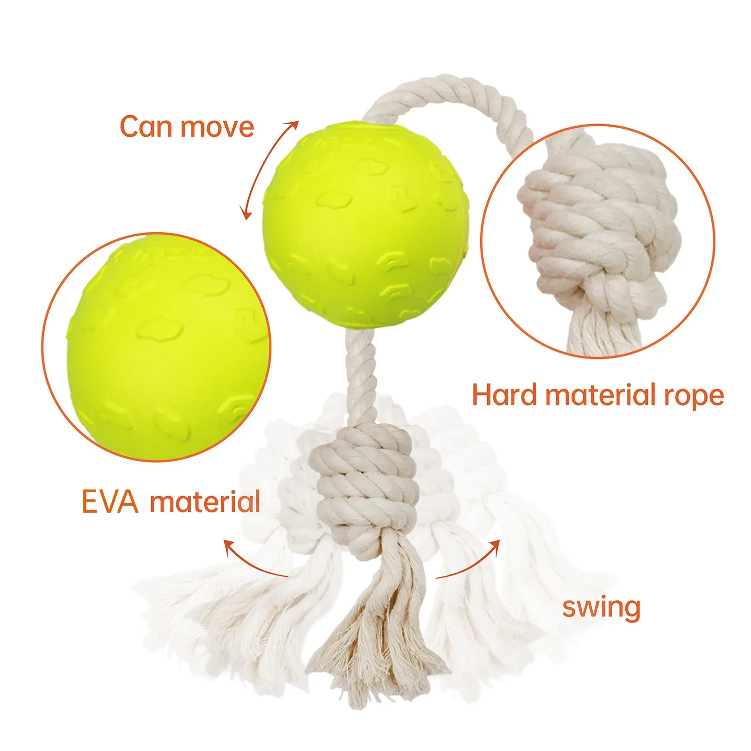 Laroo Dog Chew Ball Floating Foam Chew cotton Rope EVA Ball Pets Dog Toys Dog Toy For Pet Training swimming interactive