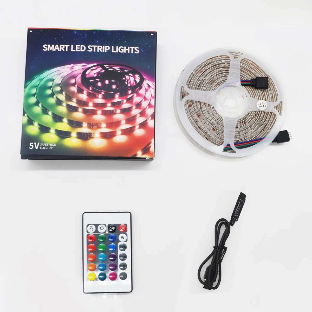 3M 30LEDS RGB TV Backlight IP65 5V Smart home lights usb KIT IR remote control 24keys LED Strip SMD5050 RGB led strip light