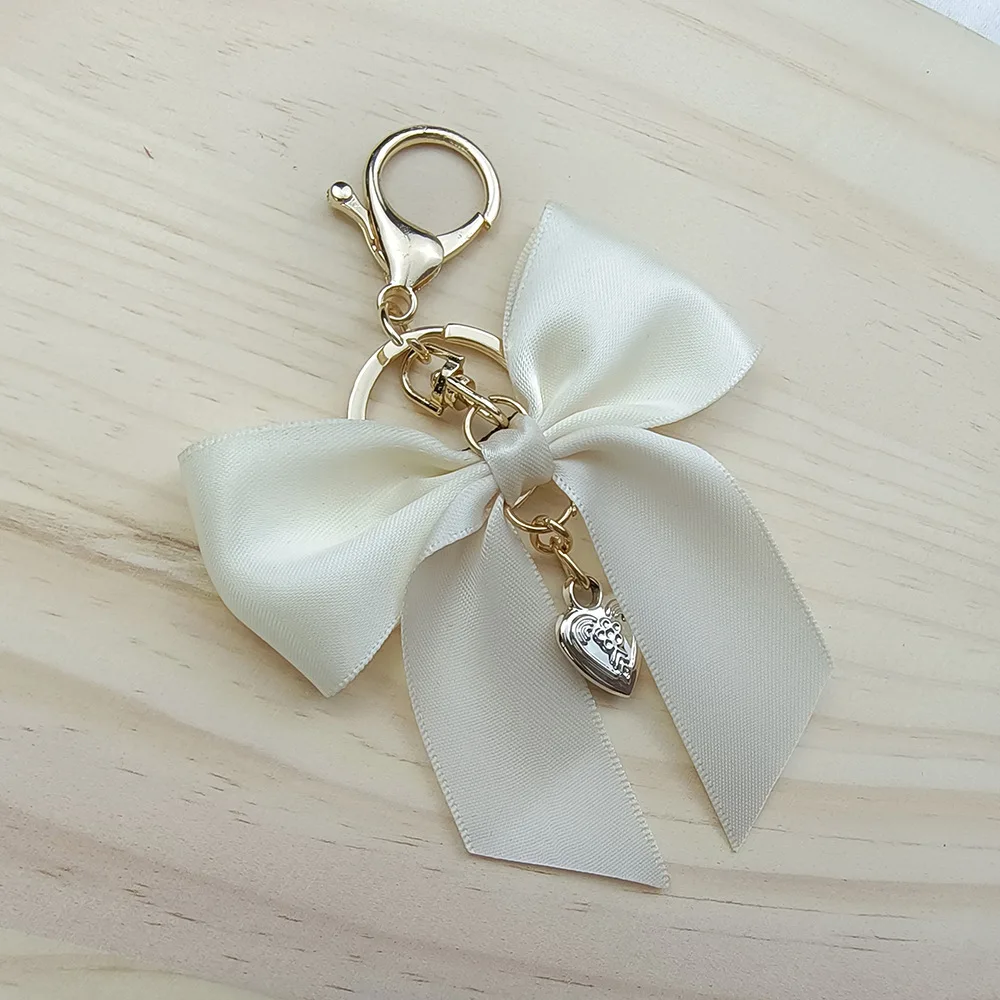Customizable Handmade Ribbon Bow Keychain Hot Fabric Cheer Keyring and Bag Charm Personalized Keychains