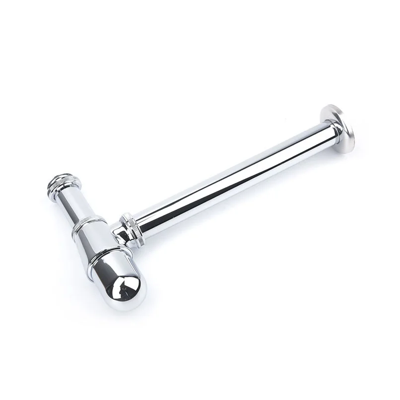 Хромированная бутылочка с сифоном, Универсальная круглая латунная для ванной комнаты, хромированная отделка для умывальника