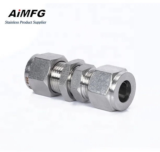 Swagelok 3/8 inch Tube 316 Stainless Steel Compression Double Ferrule Fittings Connector Duplex Monel 6Mo Bulkhead Union