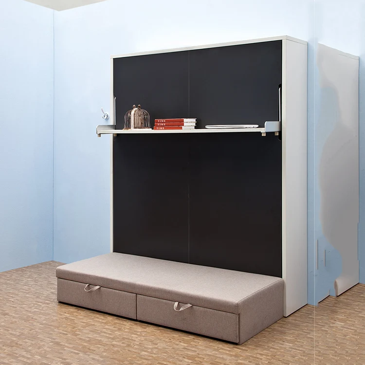 Folding saving space smart furniture spring mechanism plywood wall bed murphy bed with sofa