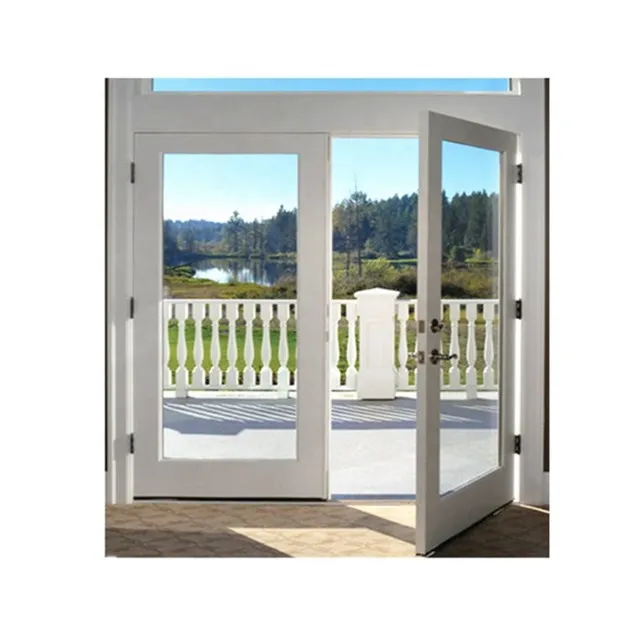 Cheap exterior double glass partition silent plastic swing pvc upvc casement door