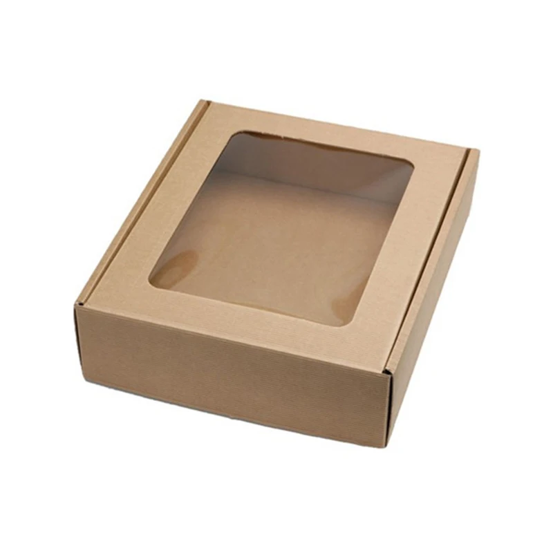 brown craft packing box with display window