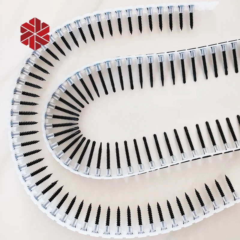 3.9x25 Self Tapping Collated Screw Gypsum Plastic Strip Bugle Head Coarse Threads Black Drywall Screw Collated