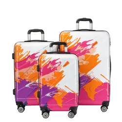 ABS + PC hard luggage set 20'24'28'special design with full printing  multi-color suit for travel