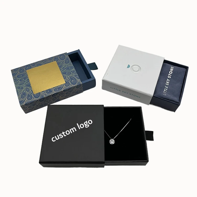 Luxury Custom Personalised Jewellery Pink Purple Paper Coffin Jewelry Set Display Boxes Rings Foil With Logo Packaging