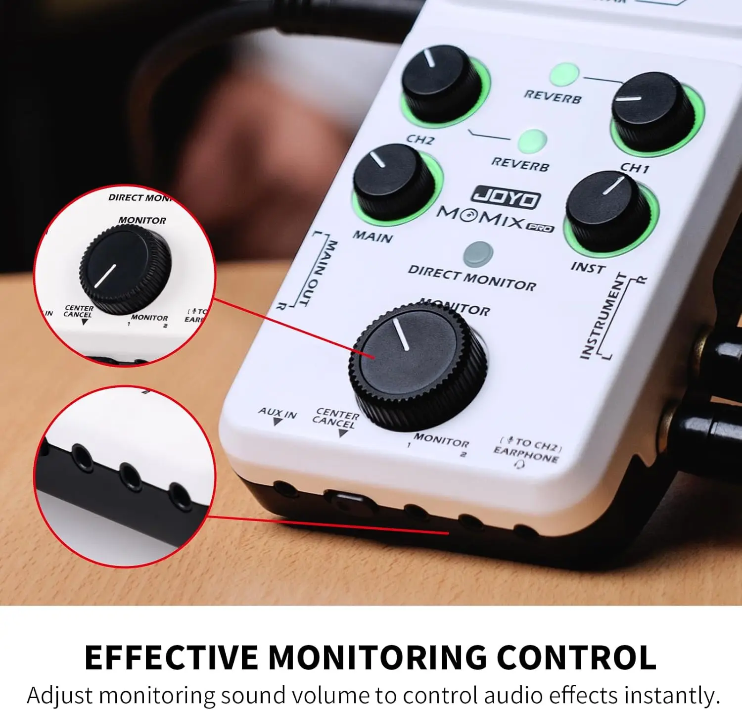 High quality Joyo MOMIX PRO Portable mixer Live and record mini white audio mixers Dual Channel band Portable audio mixer