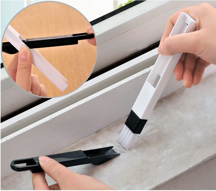 2 in 1 Multi-function window slot cleaning brush window slot keyboard corner dust scraper window track cleaning tool