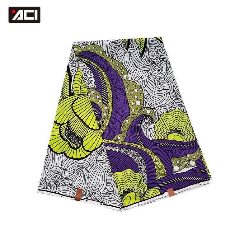 ACI Stock Lot Fabric Coupon Wax 1-1.9 Yards Wholesale African Wax Print Fabric In 100% Cotton Quality Soft
