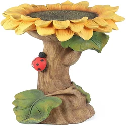 Polyresin Sunflower Bird Bath, Standing Bird Feeders Simulation Flower for outdoor indoor Decoration