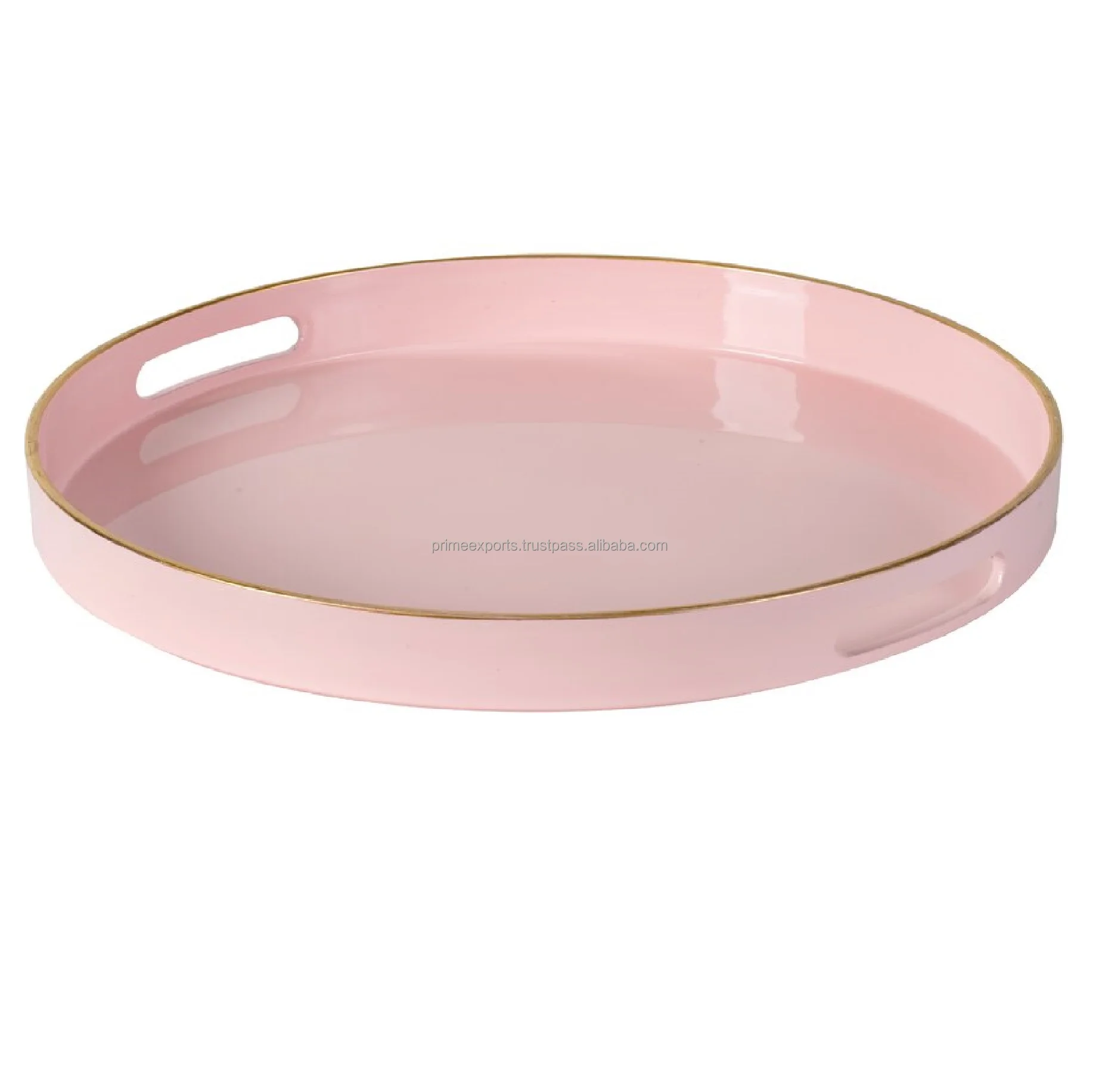 New ultra look round metal pink enamel serving tray classic modern daily use purpose serving trays Scandinavian & European trays