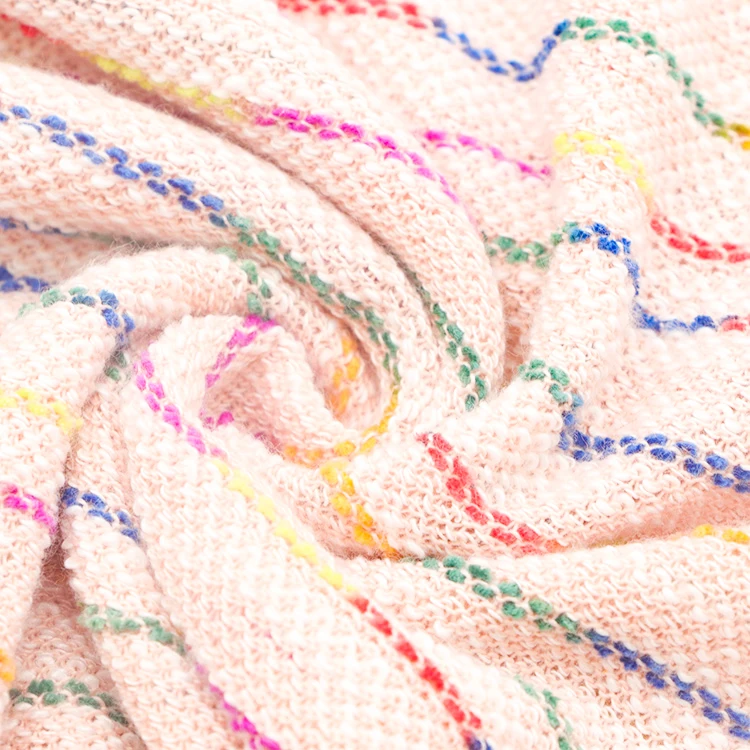 Eco Friendly 100% Polyester 270gsm Yarn Dyed Super Soft in Stock Knit Hacci Sweater Fabric