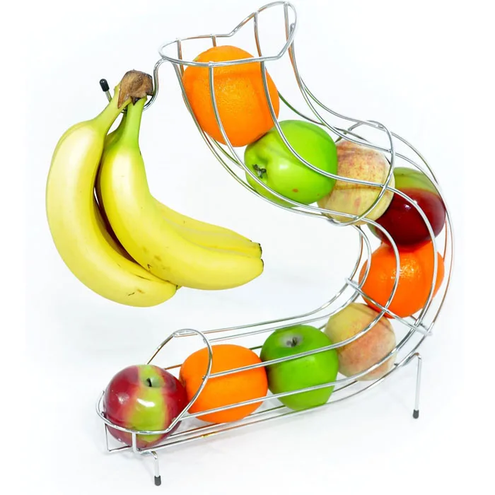 S Shape Wire Fruit Basket with Banana Hook