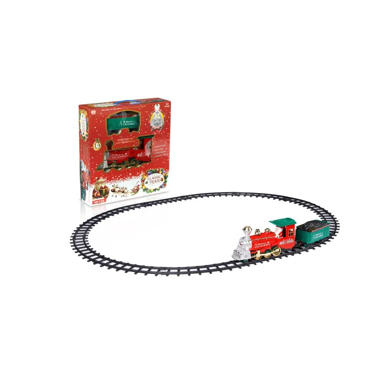 New simulation electric smoke classical lighting music mini track train children Christmas decorative gift toys