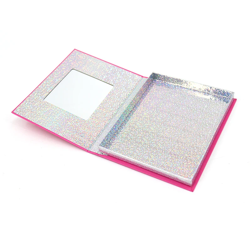 Custom Luxury Empty Paper False Lash Box False Pink Magnetic Customise Designer Eyelash Packaging Box with Mirror