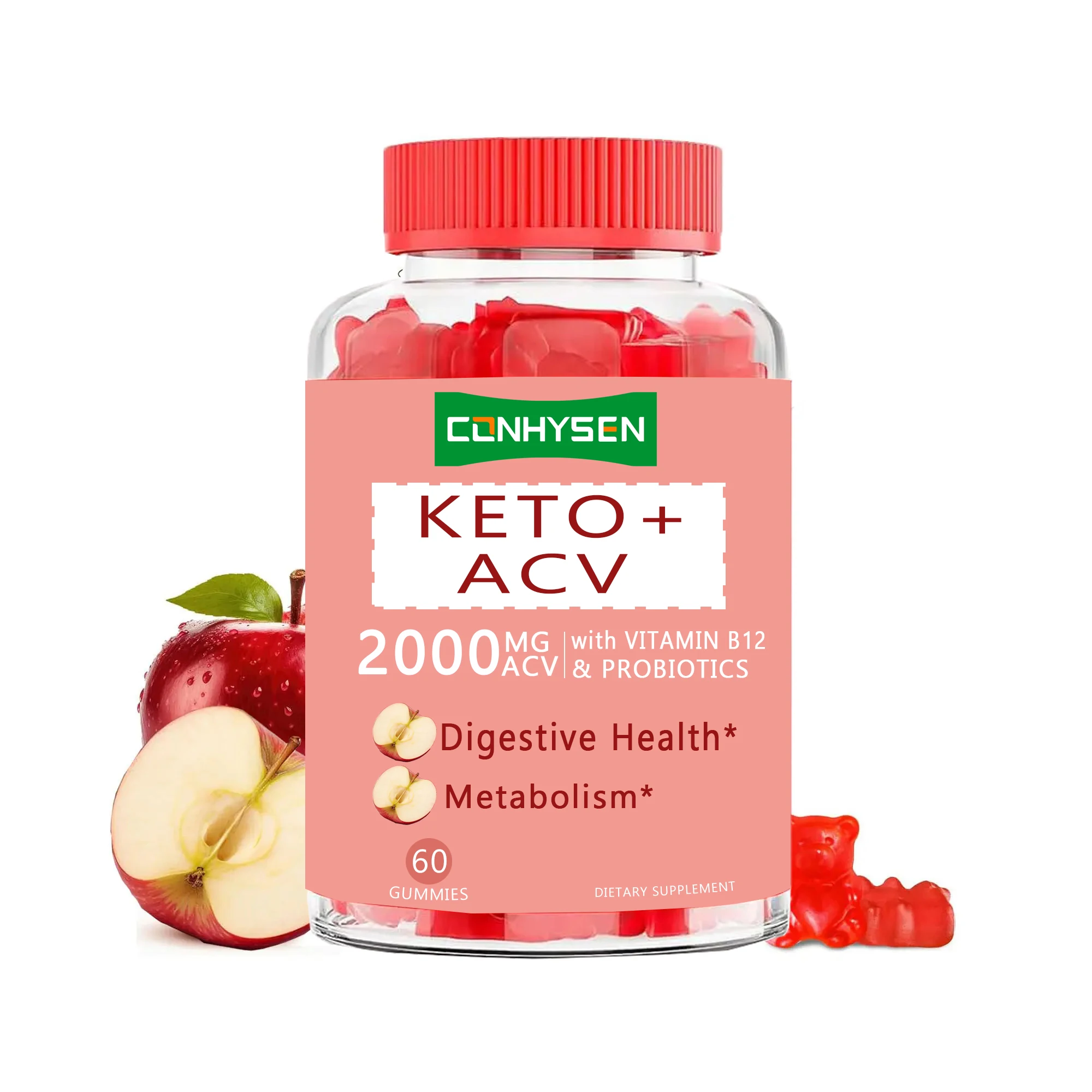 OEM Apple Cider Vinegar Keto ACV Gummies Weight Detox Pill Carb Blocker Slimming Immune Detox Vitamin Gummies