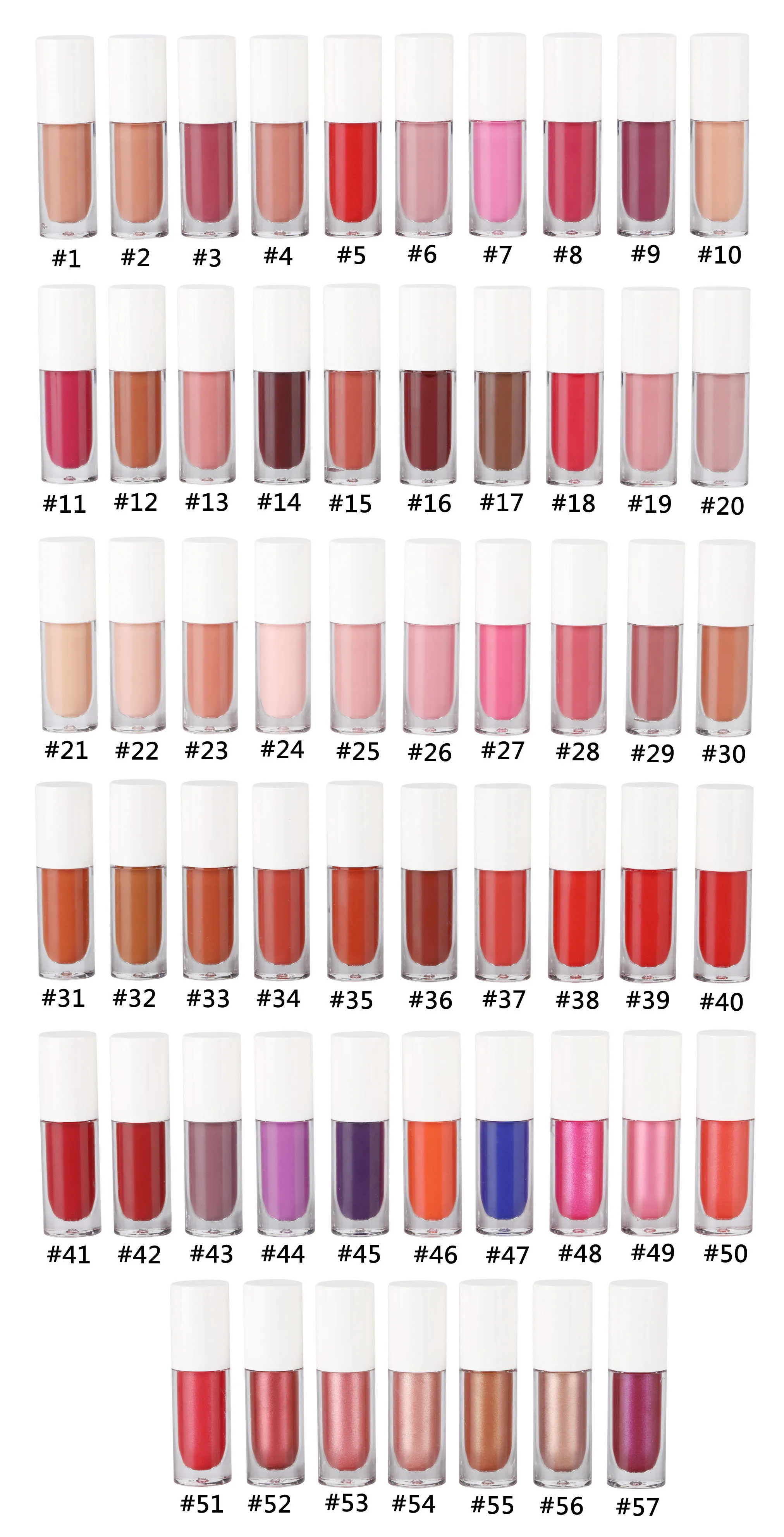 high quality cosmetic make your own 57 colors no logo nude liquid lipstick makeup matte  lip gloss