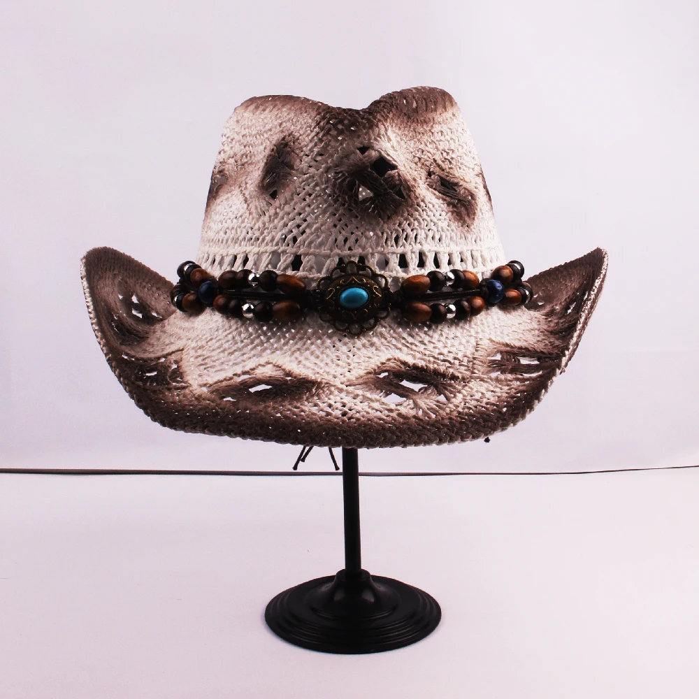 Wholesale Latest Design Custom Panama Straw Hat Unisex Wool Felt Straw Cowboy Hats With Adjustable Sweatband