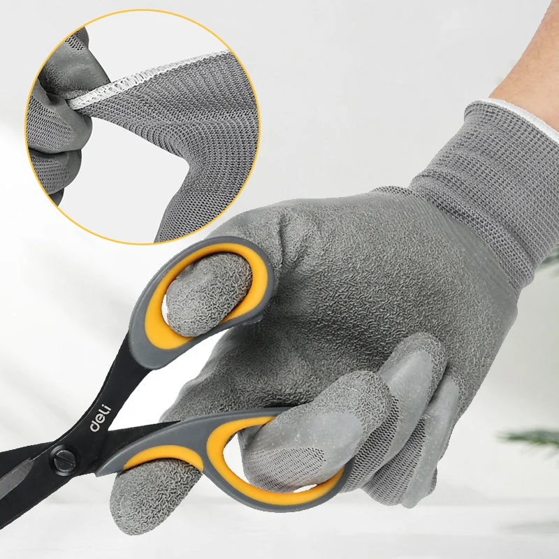 13 needle nylon thread anti-wrinkle wear-resistant non-slip rubber breathable wholesale latex coated work gloves