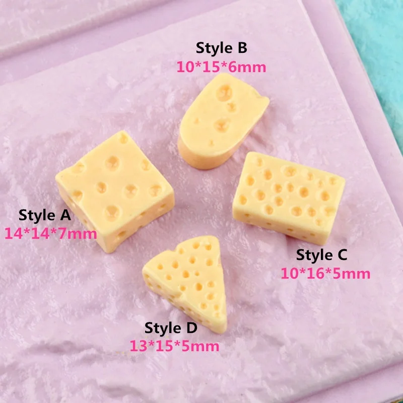 Wholesale Mini Resin Flatback Simulation Cheese Planar Miniature Food for DIY Kids Dollhouse Kitchen Ornament Decoration