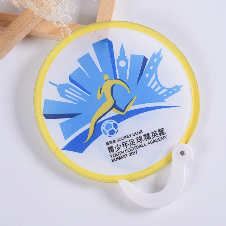 Custom printed nylon circular folding hand fan frisbeee fan promotional advertising Flying Disc