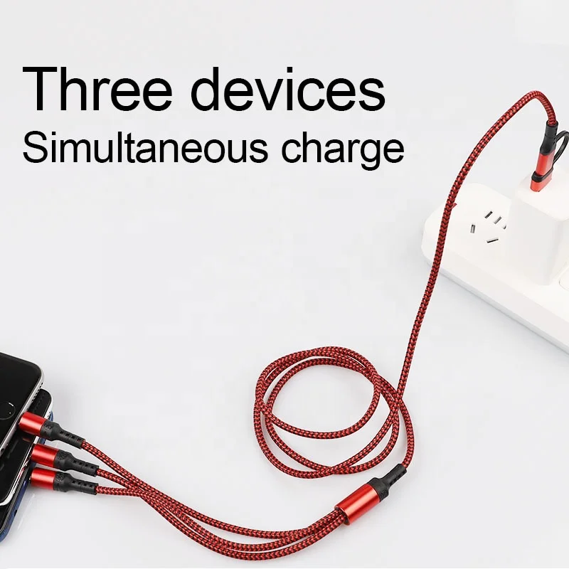 2021 New The Best Nylon Braided 1.2M 5 IN 1 Fast Charge Multi USB Charger Charging Cable For iPhone Android Phone Tablet
