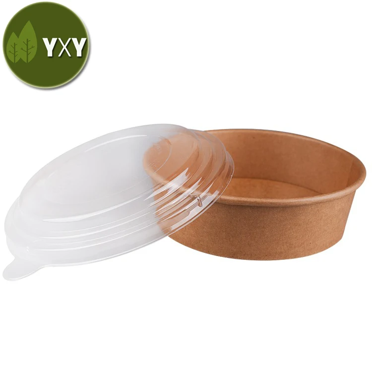 100% Food Grade Kraft Pla Compostable Paper Salad Bowl with compostable lids