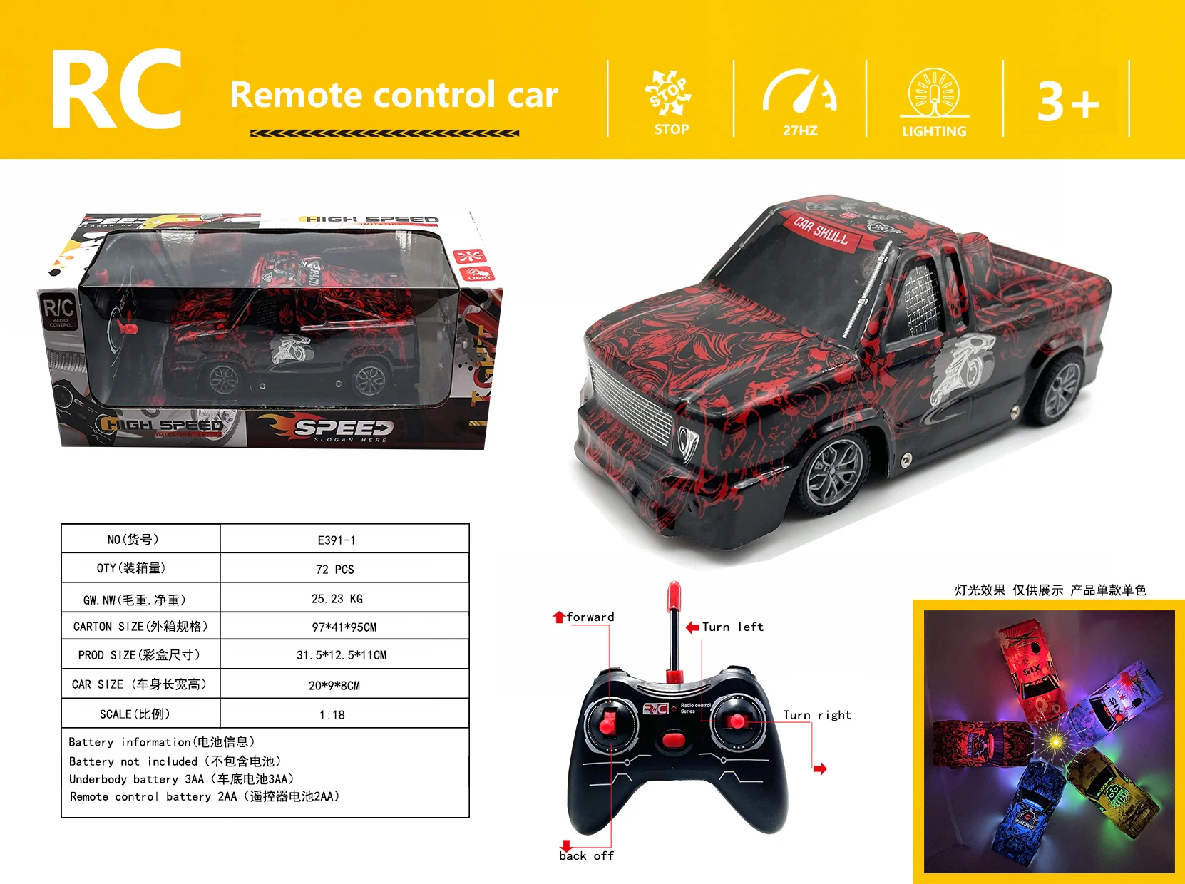 Remote Control Car Simulation Car Hobby Model 1:18 Scale 4WD Pickup Truck Off-road  Car Remote Controller