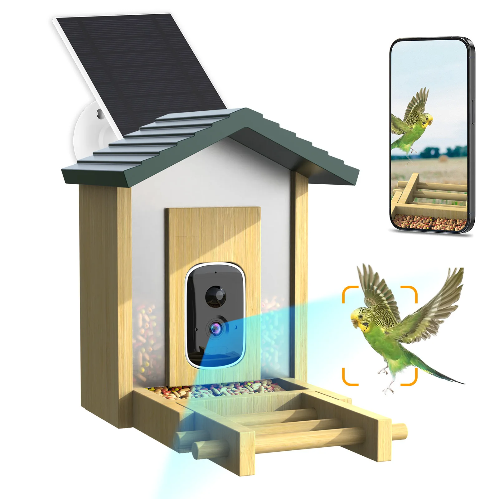 Wi-Fi распознавание IP66 солнечная умная кормушка для птиц ночная камера безопасности домашних животных с камерой