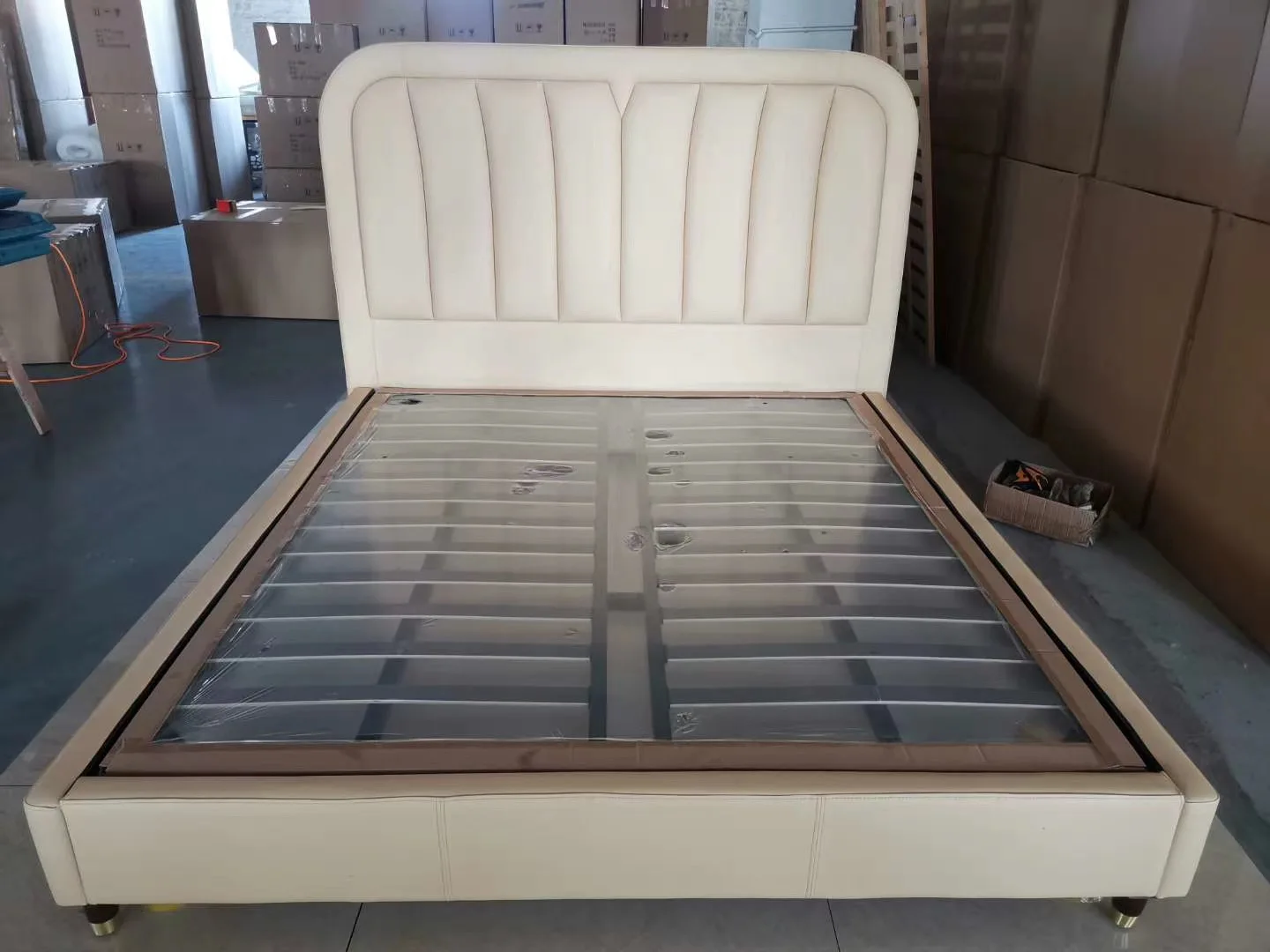 Роскошная Корейская кровать мебель большого размера современная кожаная