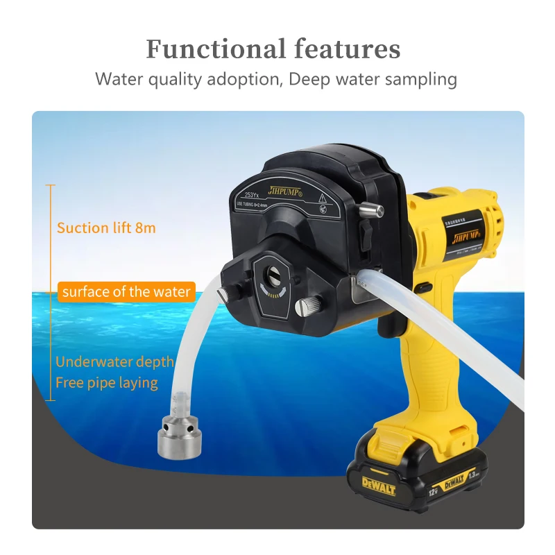 JIHPUMP Peristaltic Pump High Volume Total Solo Auto Handle Portable Sampler Automatic Oil Water Air Milk Sewage Headspace 1L