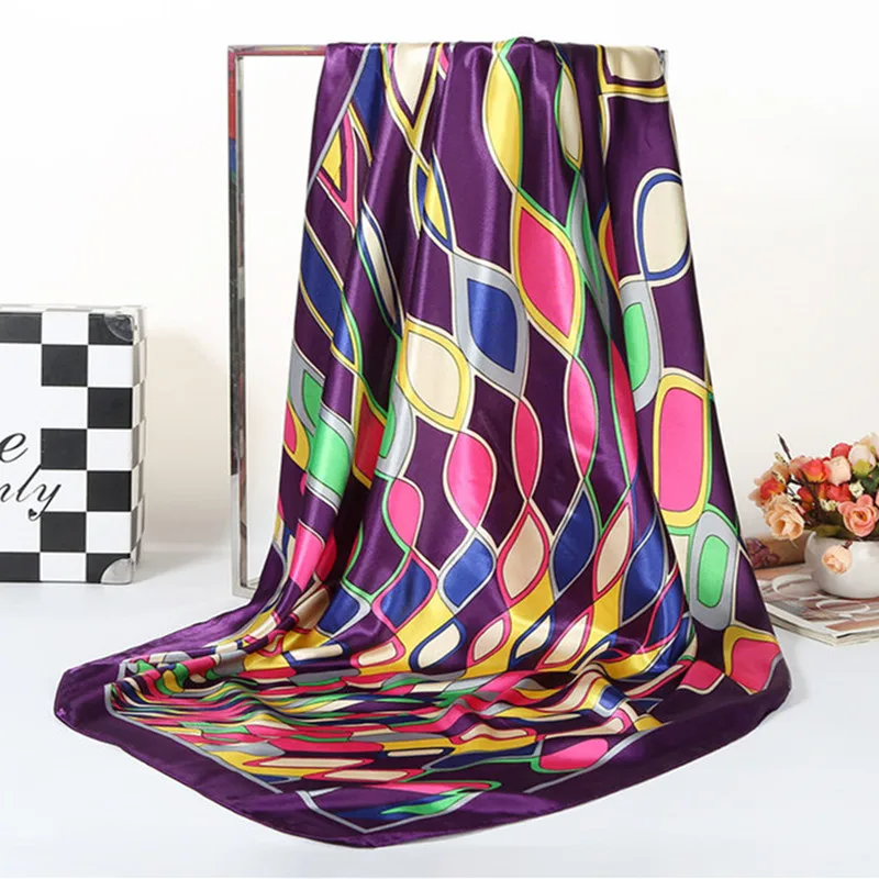 Шелковый шарф для женщин роскошного фирменного дизайна; Цвет шали женский платок 90*90 см атласная хиджаб шарф печатной площади волос головной платок