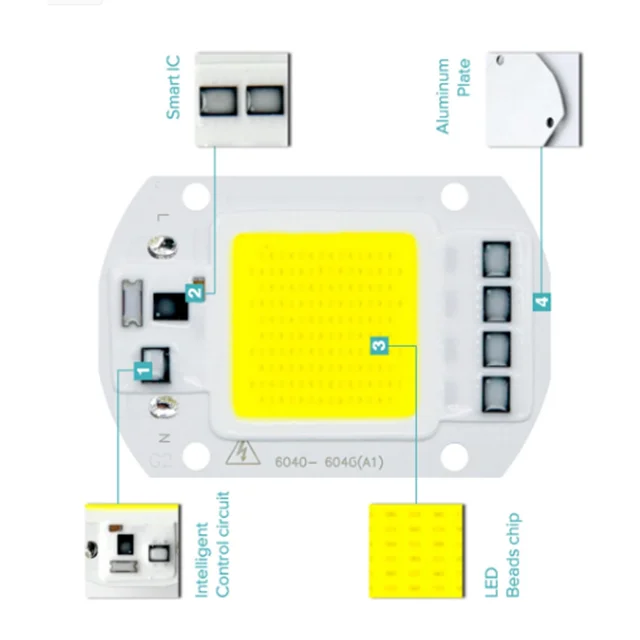 Wholesale full spectrum led ac 220v high power led cob chip 20w 30w 50w driverless led cob chip for grow light floodlight
