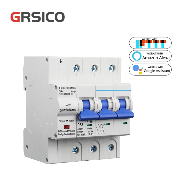 Smart Wireless WIFI Controlled 3P Vacuum Circuit Breaker Air Switch with Alexa and Google Home
