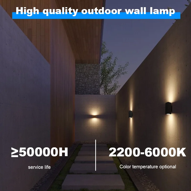 Modern Outdoor Double Head LED Wall Lamps Square IP65 Waterproof Aluminum Housing 6W Black/Grey Warm/Cold White LED Garden