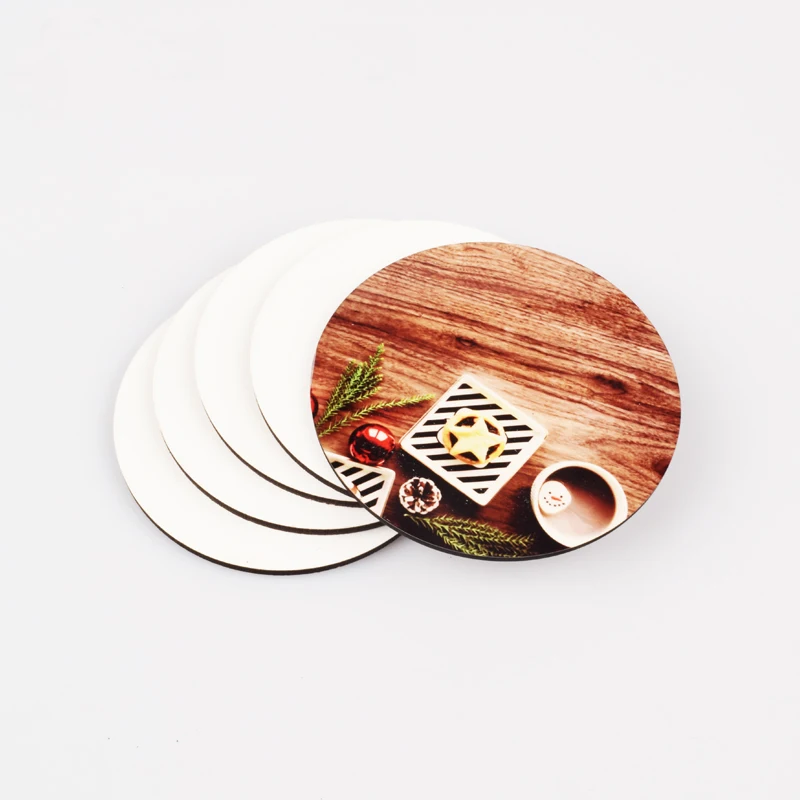 Qualisub 4mm MDF Personalized Round Shape Sublimation Coasters wood coaster sublimation with Cork in Dia.95mm