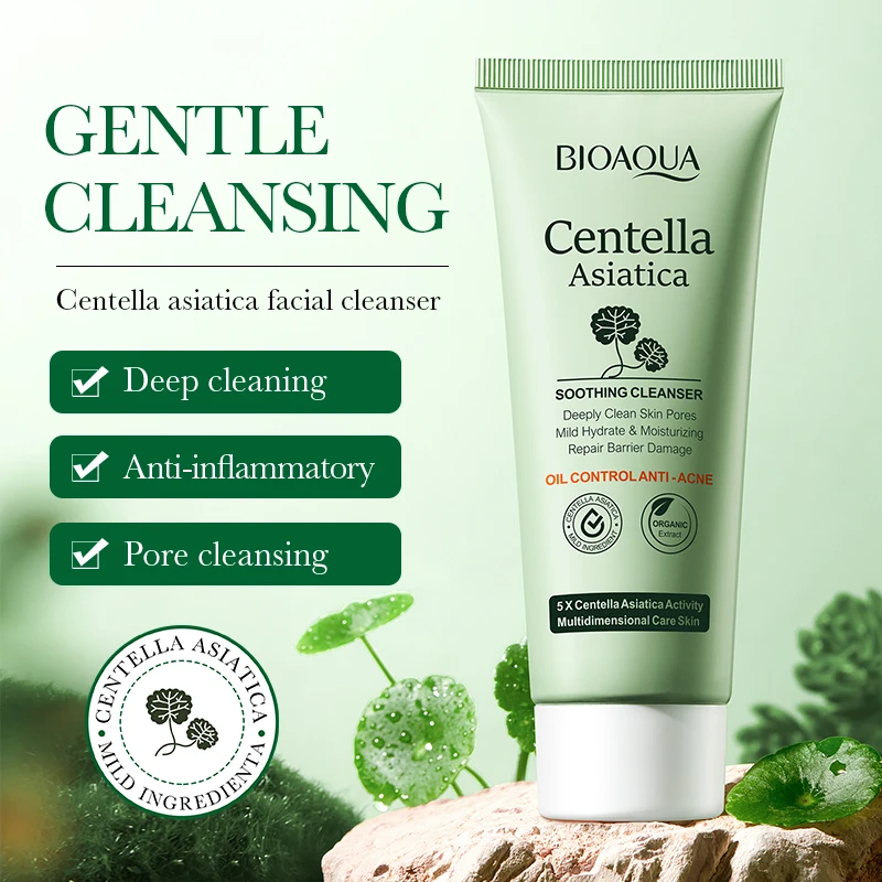 OEM BIOAQUA Private Label Cleaning Skin Care Products Centella Soothing Cleansing Face Wash Whitening Facial Foam Cleanser