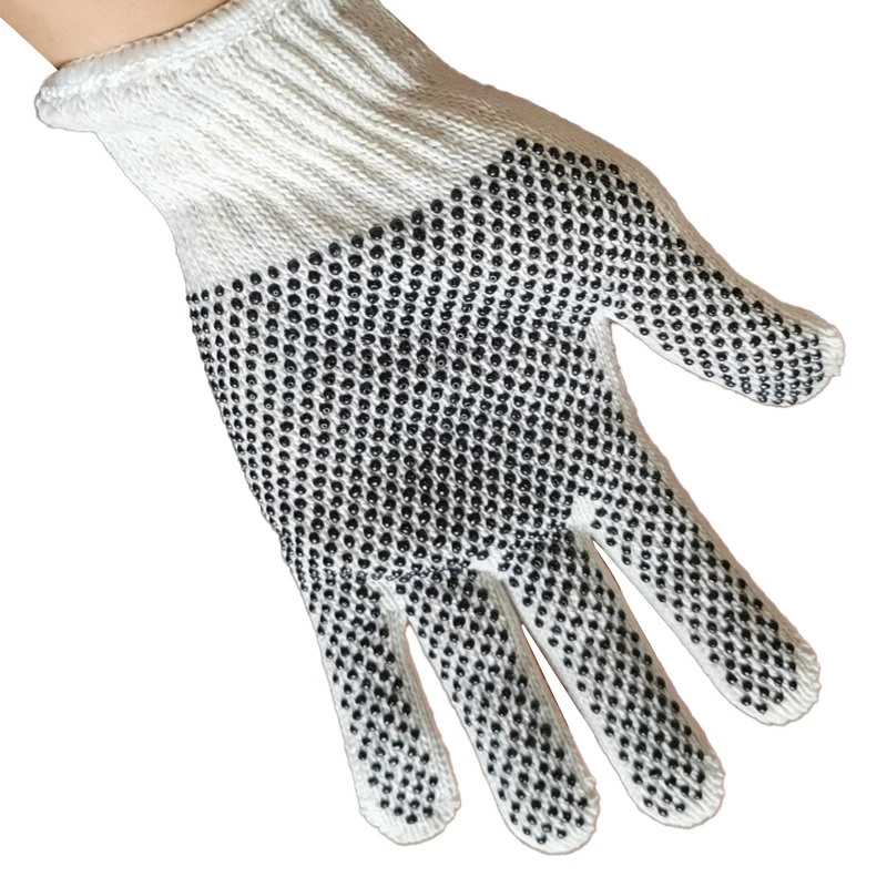 Wholesale Customized Anti-slip Pvc Dotted White Cotton Knitted Working Hand Gloves