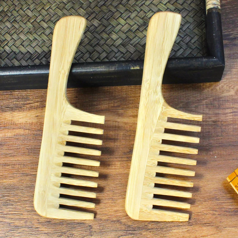 Bamboo Lightweight Wide Tooth  Anti Static Comb Round Teeth Design Detangling Hair Comb for Curly Hair Hair Styling Comb