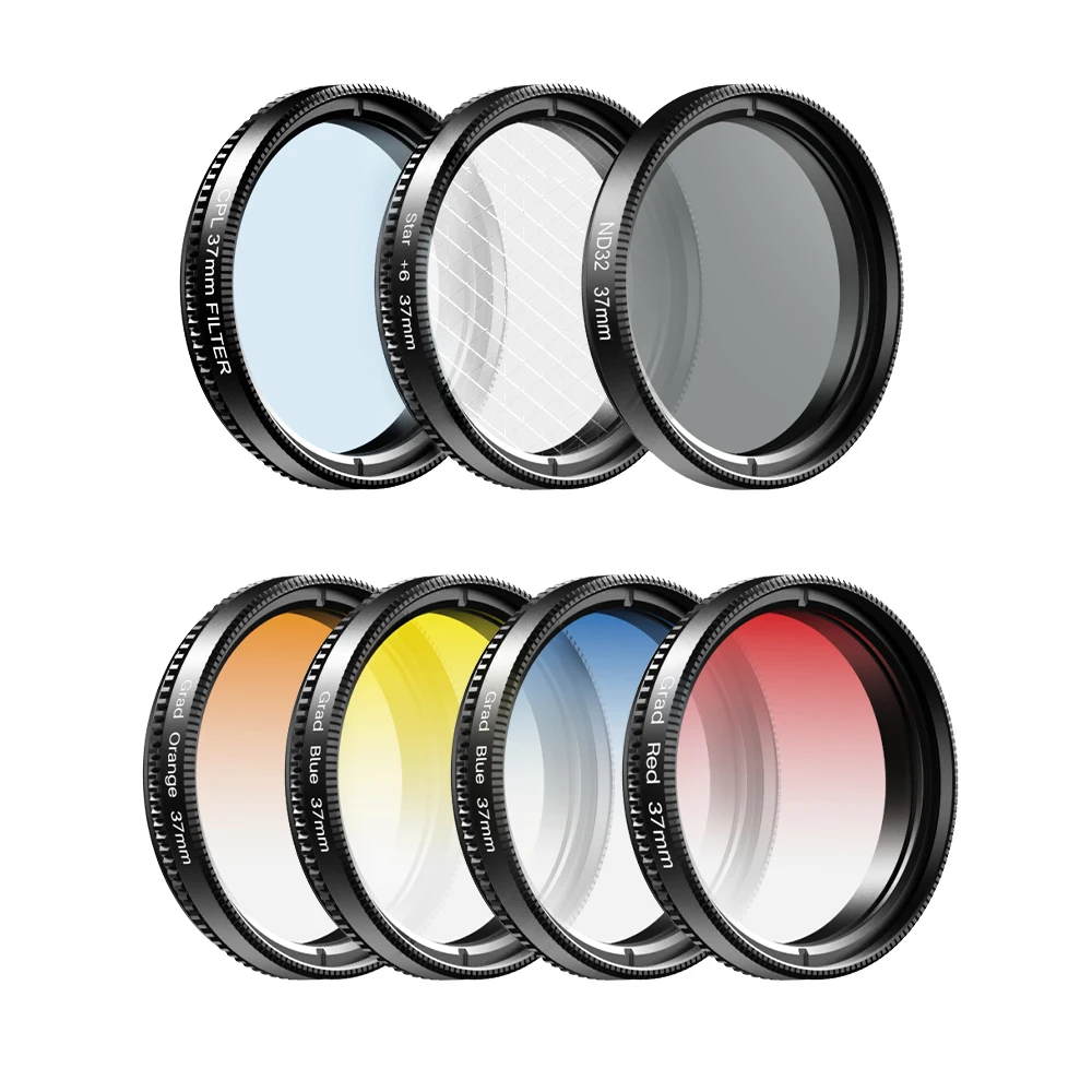 New Trending APEXEL 37mm Graduate Color UV CPL Lens Filter Kit UV Protector Circular Polarizing Filter Kit