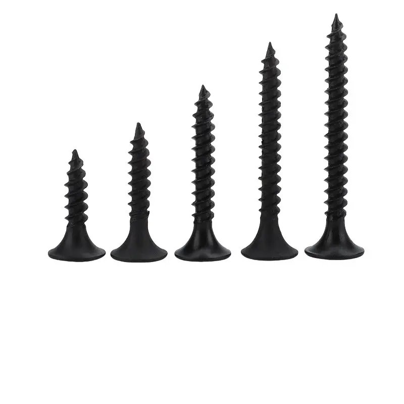 50ct Black Phosphated Carbon Steel Self-Tapping Drywall Screws Square Drive Zinc Plated ISO Standard