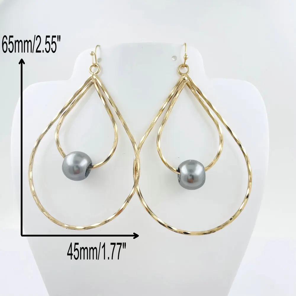 R241 pearl wire hoop earrings tahitian pearls Hawaiian jewelry wholesale