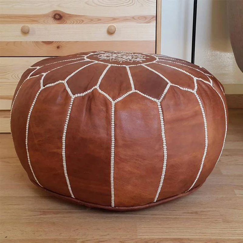 Moroccan leather Pouf ottoman handmade pouf footstool