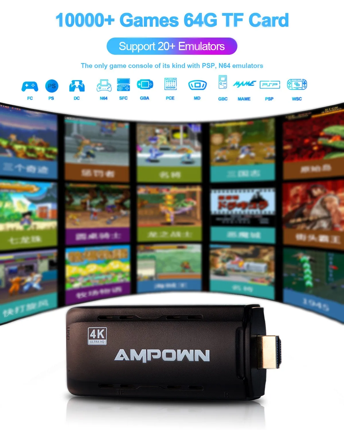 Беспроводная игровая мини-консоль U9 2 4G HD для PSP Home TV консоль