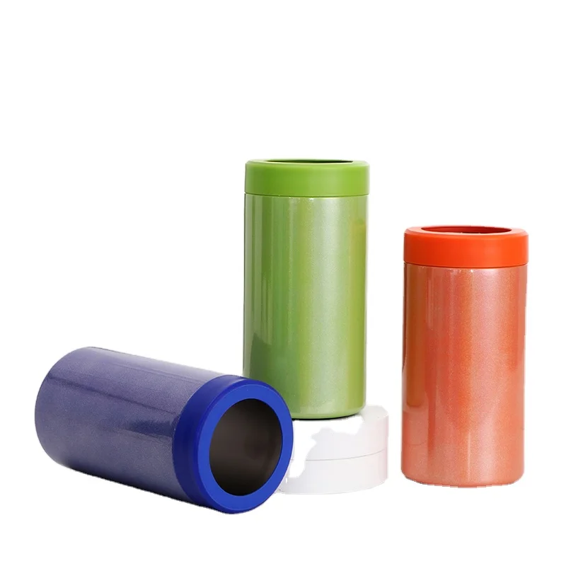 2023 Popular 12OZ Stainless Steel Can Cooler Insulated Vacuum Coffee Double Wall 4 In 1 Can Cooler With Lid For Beer