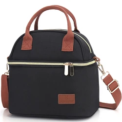 Custom Friendly Recycled Insulated Thermal Office Adult Ice Bags Food Cooler Handbag Waxed Canvas Lunch Bags