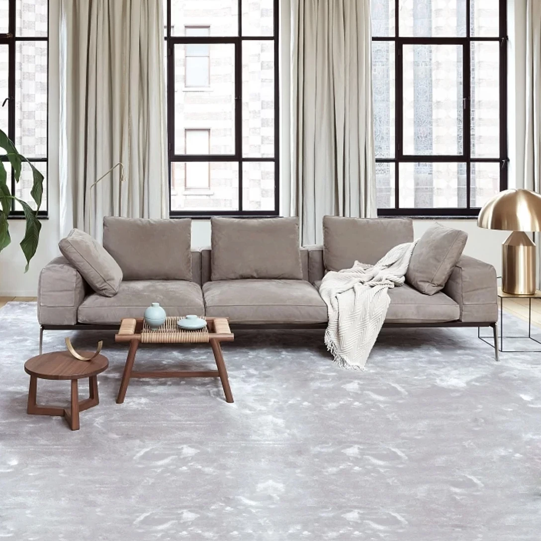 Leisure design metal sofa set villa hotel furniture sofa three seat luxury leather couch living room sofas set